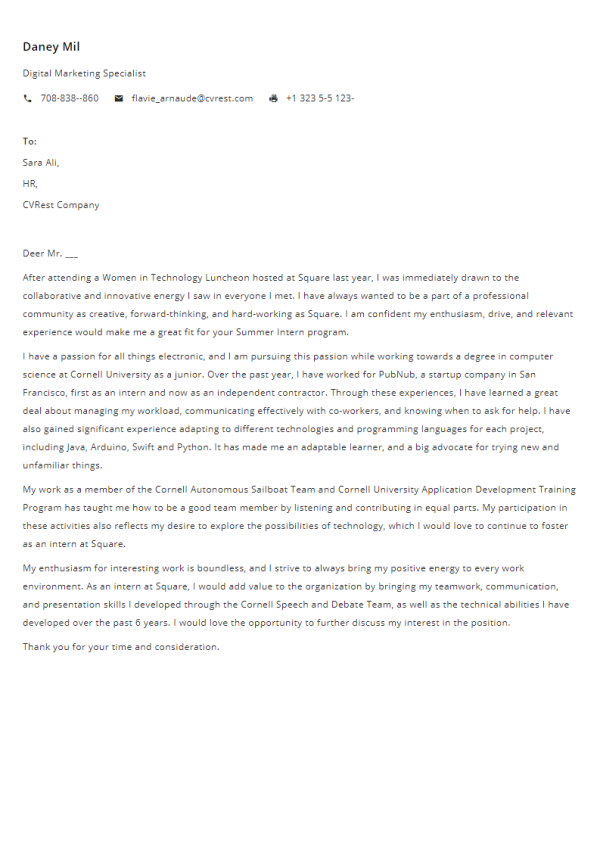 FreeProfessional Cover Letter Template 1
