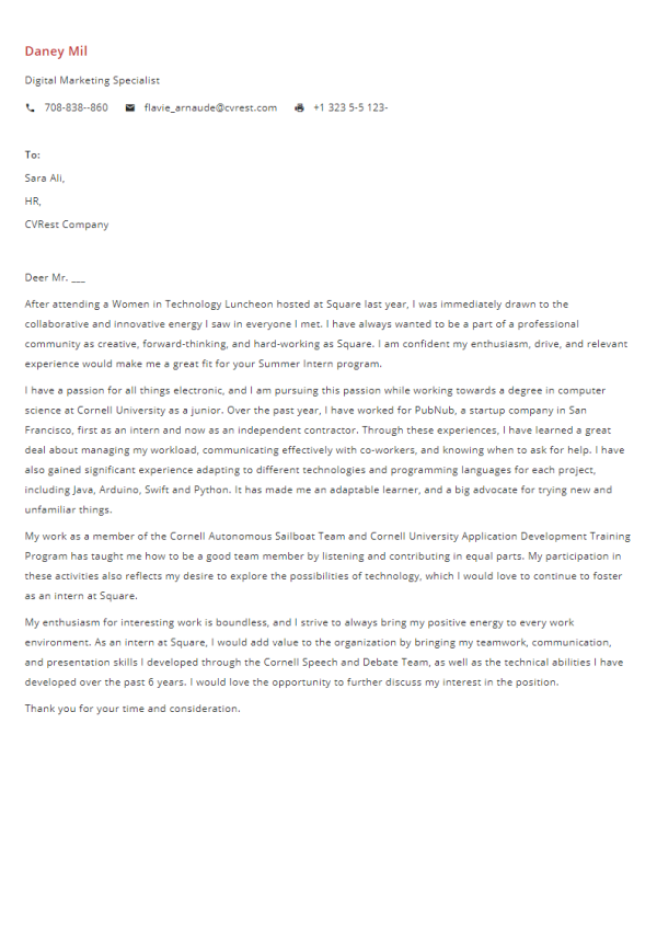FreeProfessional Cover Letter Template 9