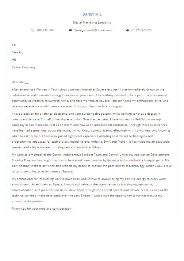 FreeProfessional Cover Letter Template 11
