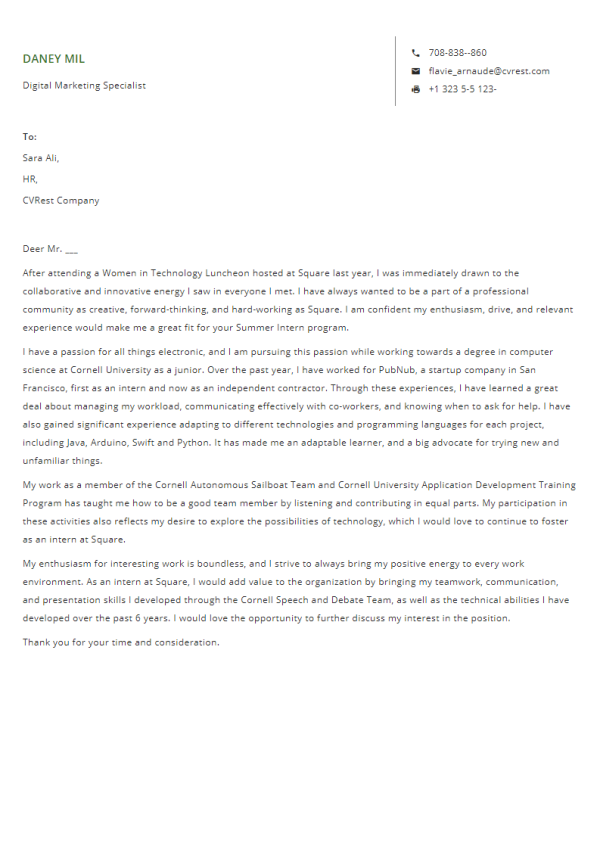 FreeProfessional Cover Letter Template 12