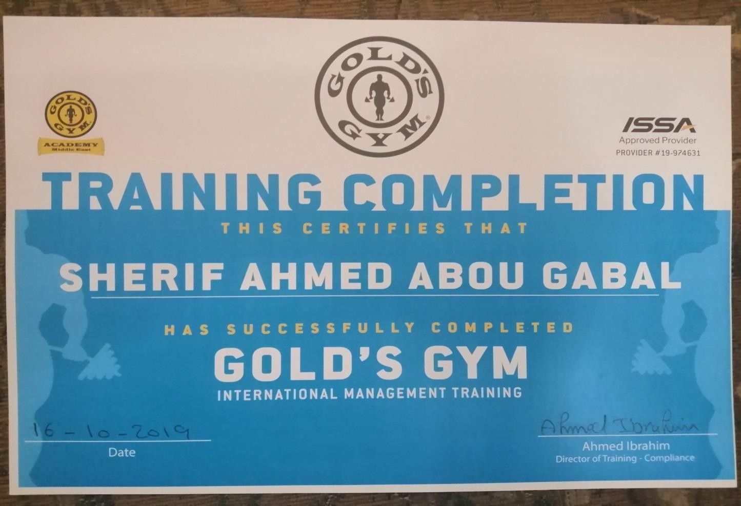 Gold's Gym International Management Training