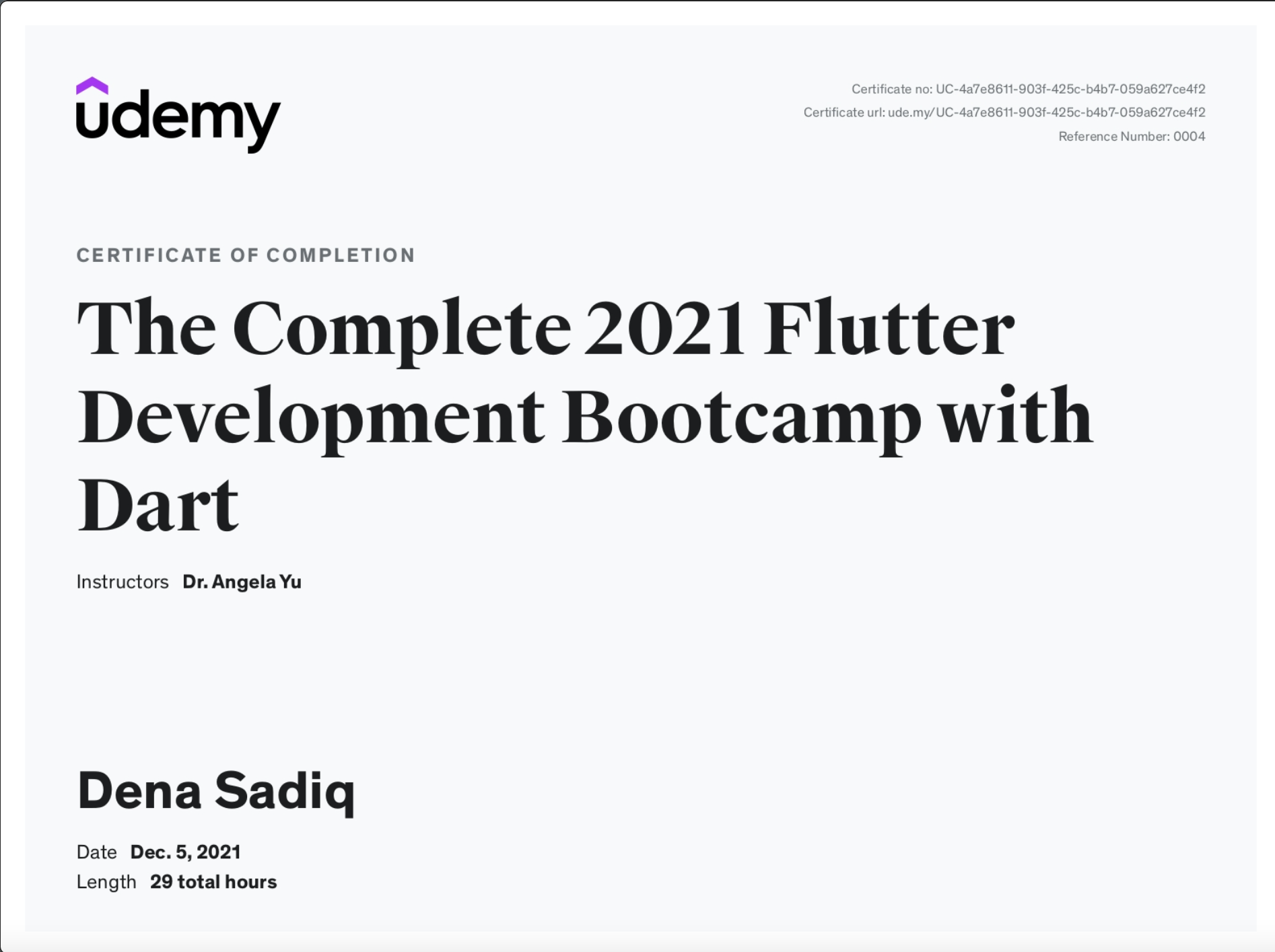 The Complete 2021 Flutter Development Bootcamp with Dart