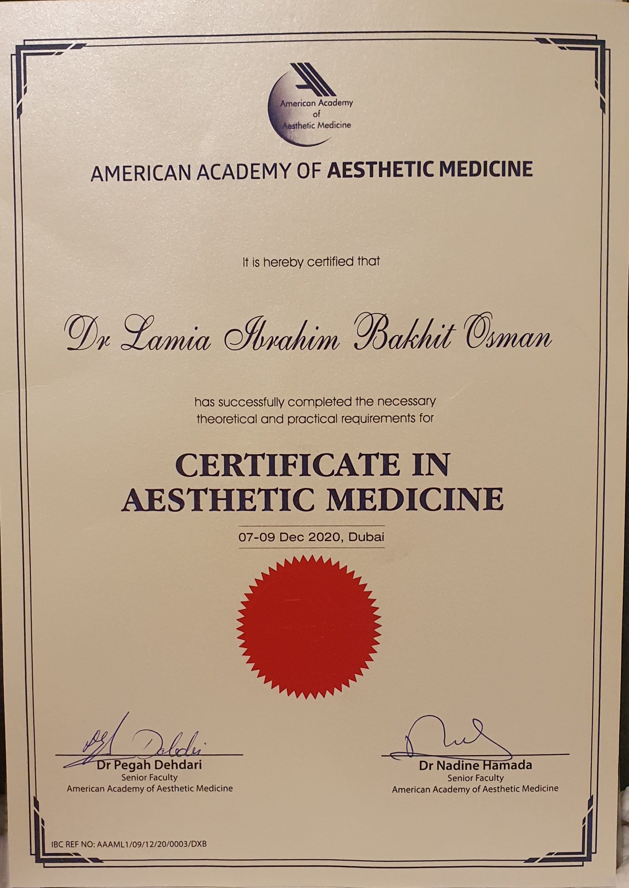 American academy of aesthetic medicine. Dubai