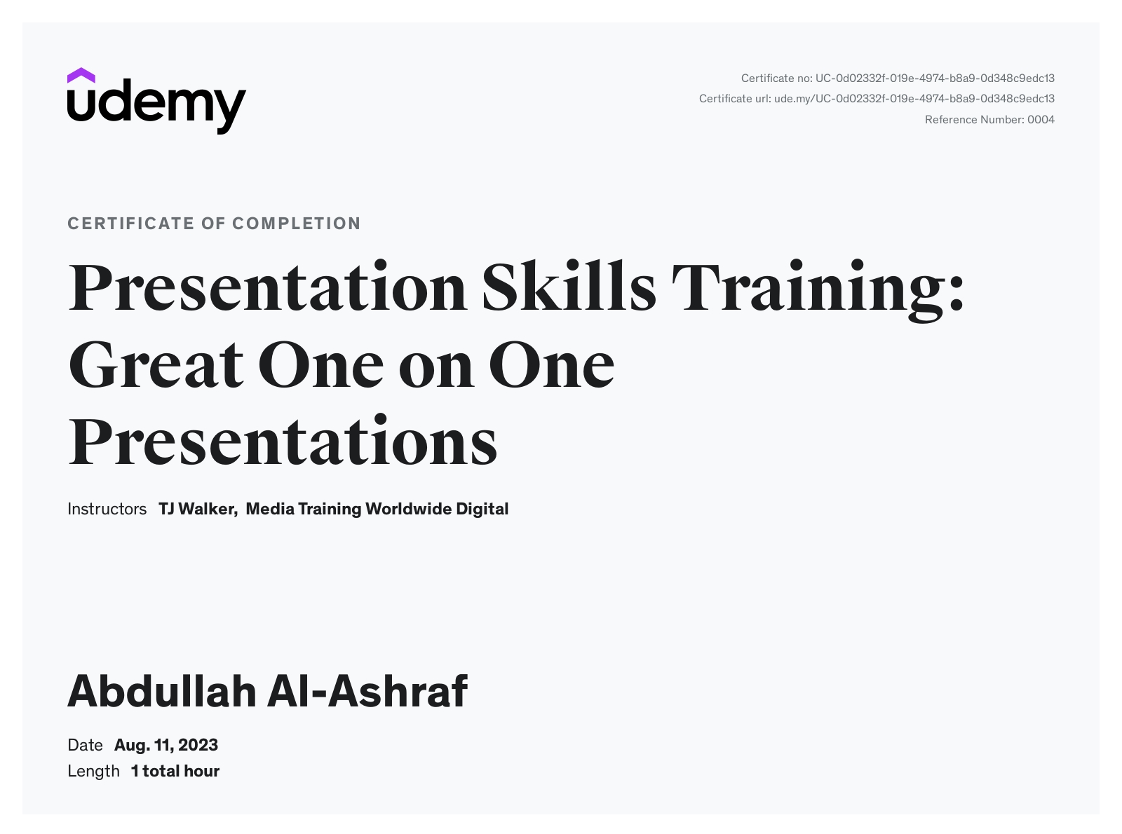 Presentation Skills training