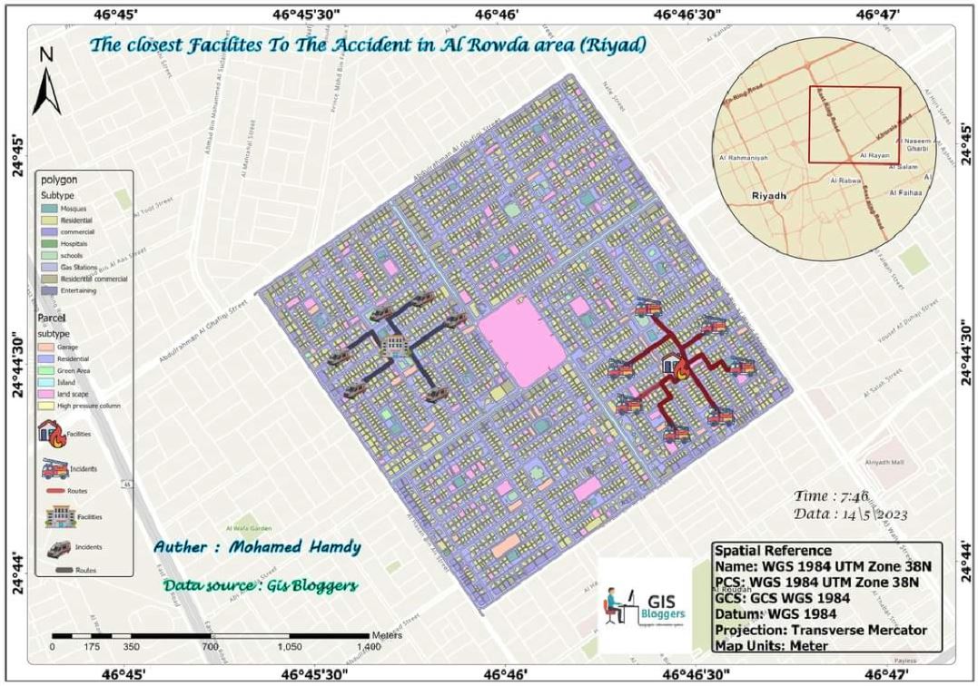 The closest Facilites to the Accident in Al Rowda area (Riyad)