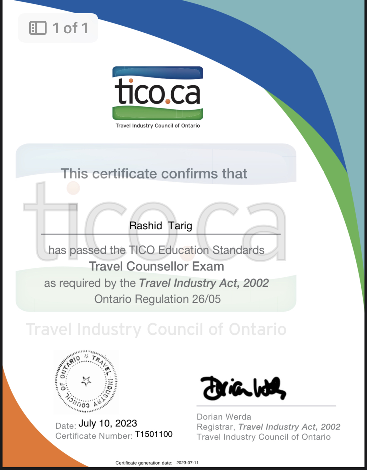 Tico Counsellors Certified exam