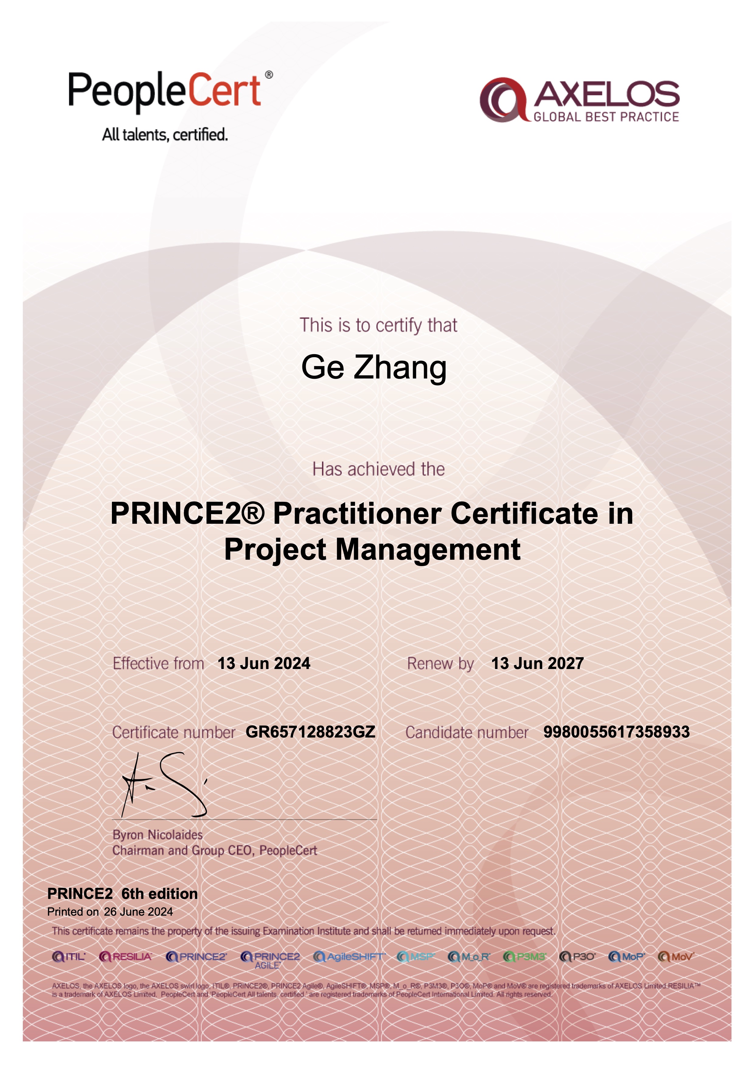 PRINCE2® Practitioner Certificate inProject Management