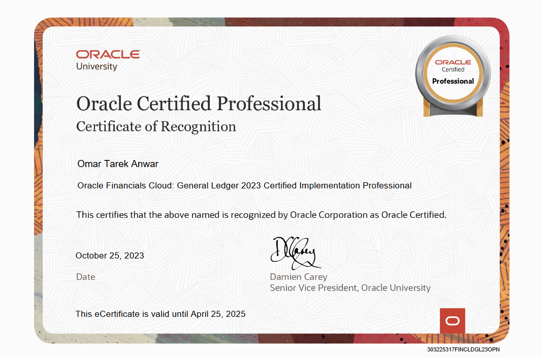 Oracle Financials Cloud: General Ledger 2023 Certified Implementation Professional